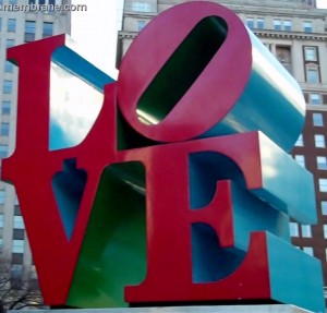 The Love Park Sculpture in Center City, Philadelphia, PA